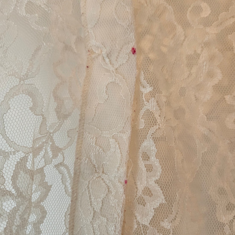 Vintage White Sheer Floral Lace Button Down Large Shirt Top Wedding Delicate - Picture 9 of 11
